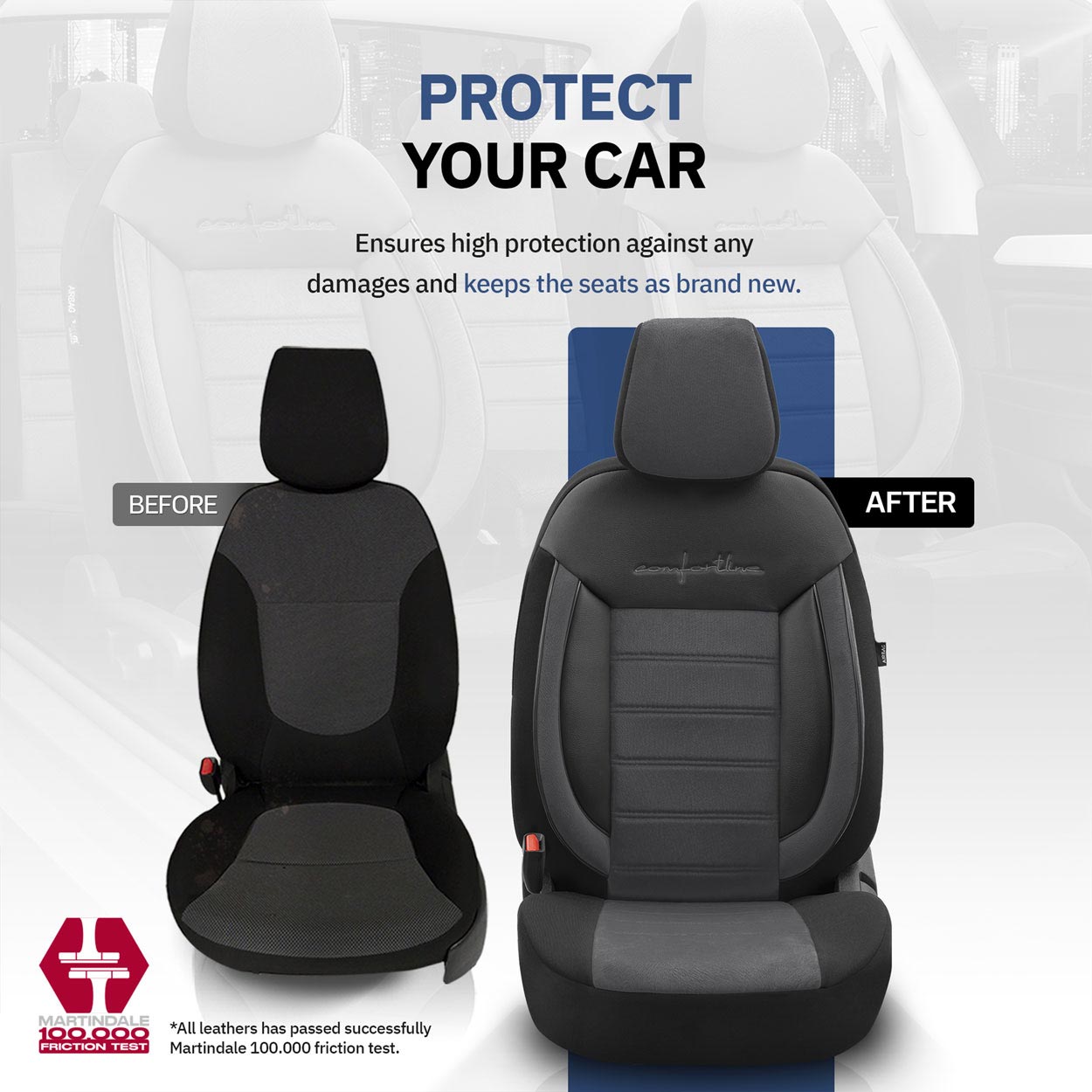 Amio - ΚΑΛΥΜΜΑΤΑ ΚΑΘΙΣΜΑΤΩΝ OTOM COMFORTLINE 209 ΜΑΥΡΟ ΥΦΑΣΜΑΤΙΝΟ SET - 1 σετ. (OT00758/AM)