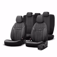 Amio - ΚΑΛΥΜΜΑΤΑ ΚΑΘΙΣΜΑΤΩΝ OTOM SWAN 501 BLACK ΜΑΥΡΟ/ΓΚΡΙ ΣΚΟΥΡΟ ΛΙΝΟ & ΔΕΡΜΑΤΙΝΗ SET - 1 σετ. (OT86751/AM)