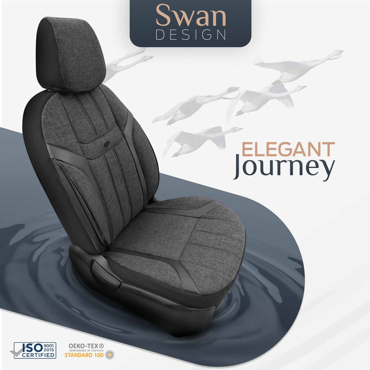 Amio - ΚΑΛΥΜΜΑΤΑ ΚΑΘΙΣΜΑΤΩΝ OTOM SWAN 501 BLACK ΜΑΥΡΟ/ΓΚΡΙ ΣΚΟΥΡΟ ΛΙΝΟ & ΔΕΡΜΑΤΙΝΗ SET - 1 σετ. (OT86751/AM)