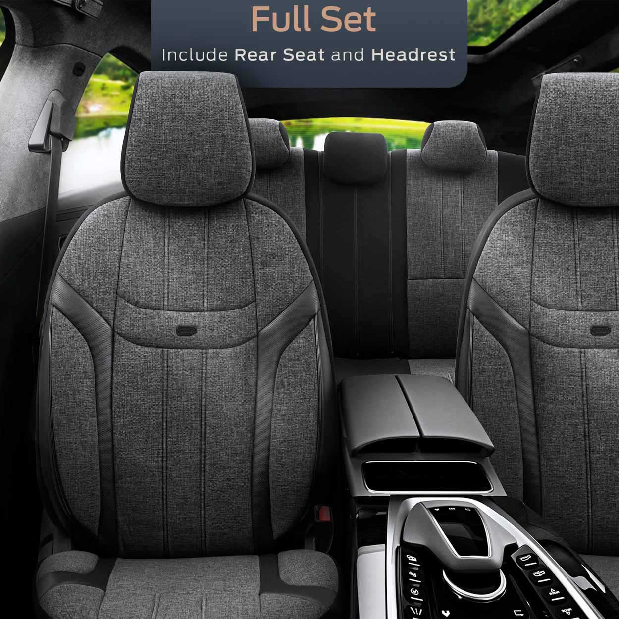 Amio - ΚΑΛΥΜΜΑΤΑ ΚΑΘΙΣΜΑΤΩΝ OTOM SWAN 501 BLACK ΜΑΥΡΟ/ΓΚΡΙ ΣΚΟΥΡΟ ΛΙΝΟ & ΔΕΡΜΑΤΙΝΗ SET - 1 σετ. (OT86751/AM)