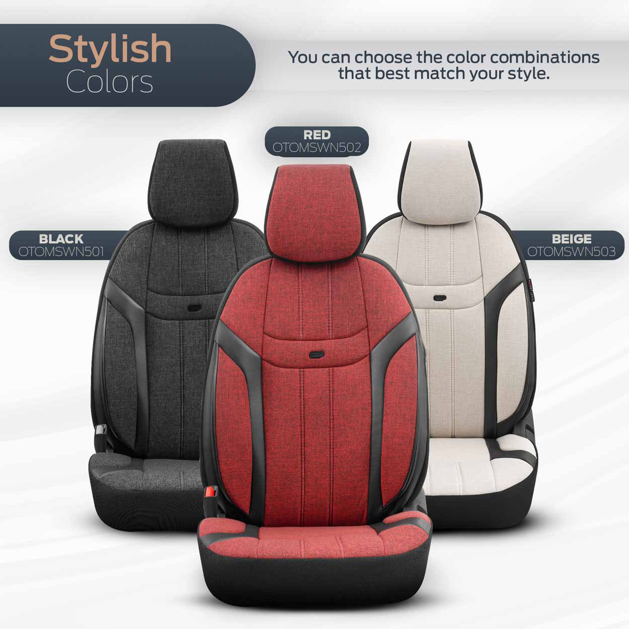 Amio - ΚΑΛΥΜΜΑΤΑ ΚΑΘΙΣΜΑΤΩΝ OTOM SWAN 501 BLACK ΜΑΥΡΟ/ΓΚΡΙ ΣΚΟΥΡΟ ΛΙΝΟ & ΔΕΡΜΑΤΙΝΗ SET - 1 σετ. (OT86751/AM)