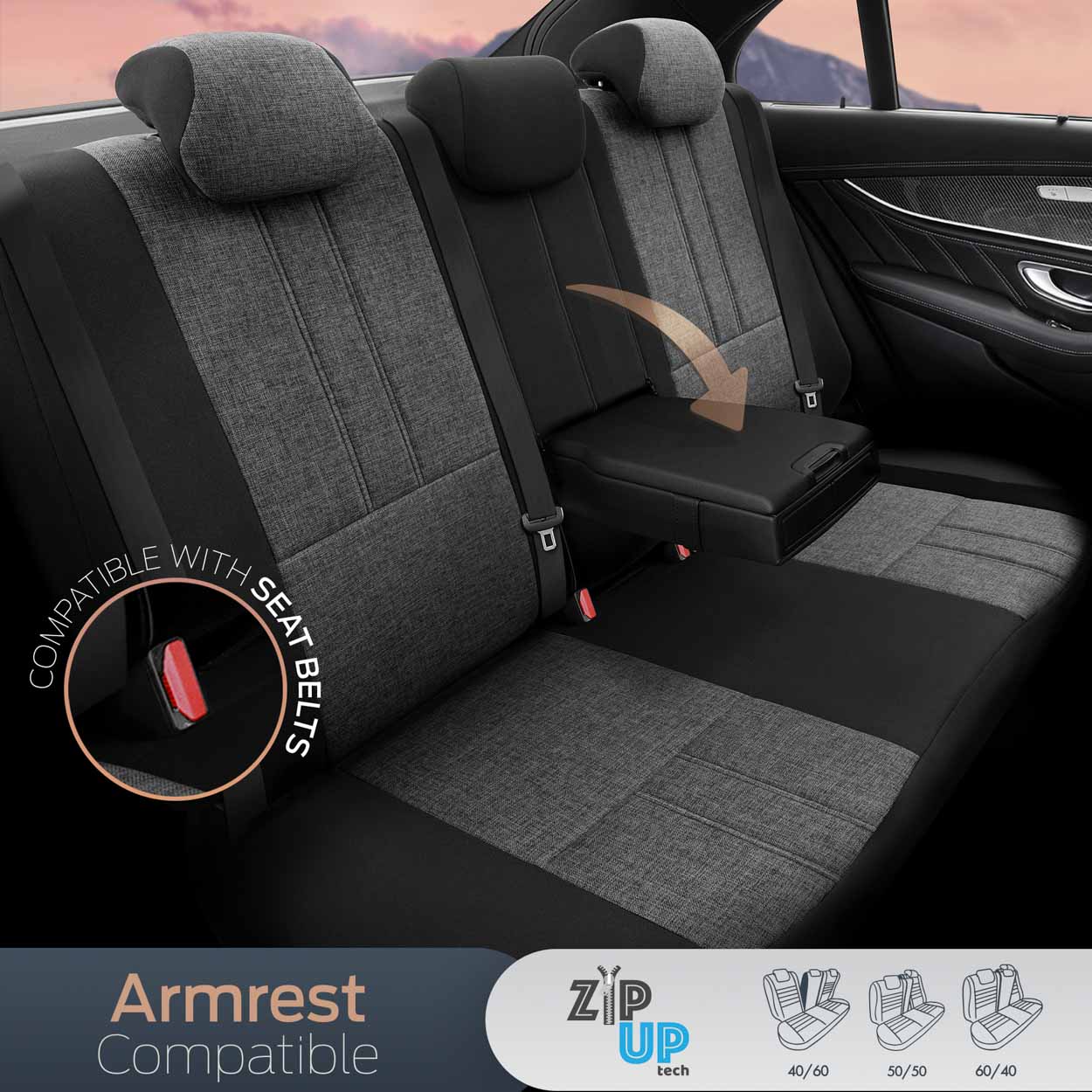 Amio - ΚΑΛΥΜΜΑΤΑ ΚΑΘΙΣΜΑΤΩΝ OTOM SWAN 501 BLACK ΜΑΥΡΟ/ΓΚΡΙ ΣΚΟΥΡΟ ΛΙΝΟ & ΔΕΡΜΑΤΙΝΗ SET - 1 σετ. (OT86751/AM)