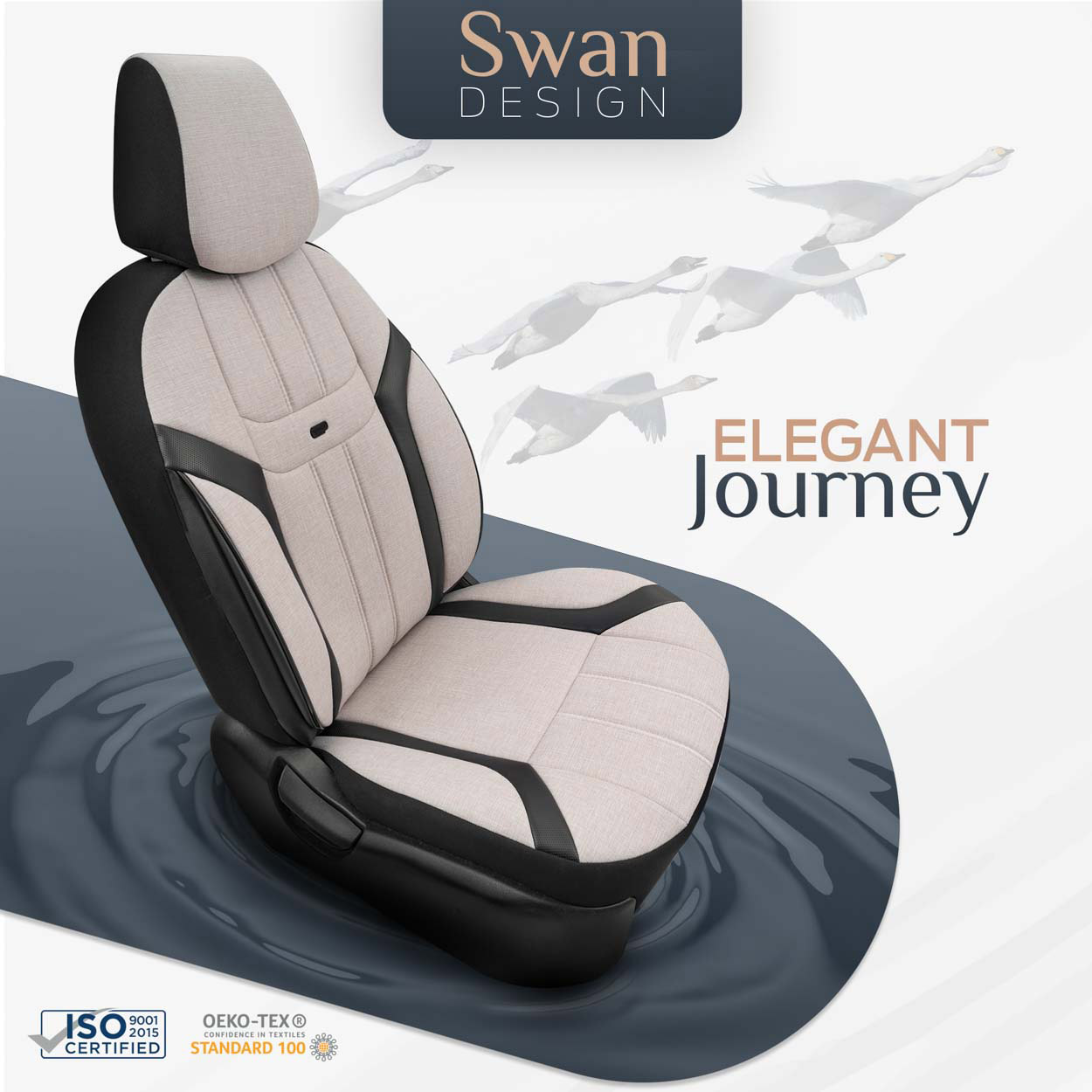 Amio - ΚΑΛΥΜΜΑΤΑ ΚΑΘΙΣΜΑΤΩΝ OTOM SWAN 503 BEIGE ΜΑΥΡΟ/ΜΠΕΖ ΛΙΝΟ & ΔΕΡΜΑΤΙΝΗ SET - 1 σετ. (OT86753/AM)