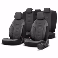 Amio - ΚΑΛΥΜΜΑΤΑ ΚΑΘΙΣΜΑΤΩΝ OTOM THRONE 102 SMOKED ΜΑΥΡΟ/ΓΚΡΙ ΛΙΝΟ & ΔΕΡΜΑΤΙΝΗ SET - 1 σετ. (OT86755/AM)
