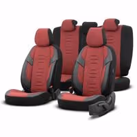 Amio - ΚΑΛΥΜΜΑΤΑ ΚΑΘΙΣΜΑΤΩΝ OTOM THRONE 103 RED ΜΑΥΡΟ/ΓΚΡΙ/ΚΟΚΚΙΝΟ ΛΙΝΟ & ΔΕΡΜΑΤΙΝΗ SET - 1 σετ. (OT86756/AM)