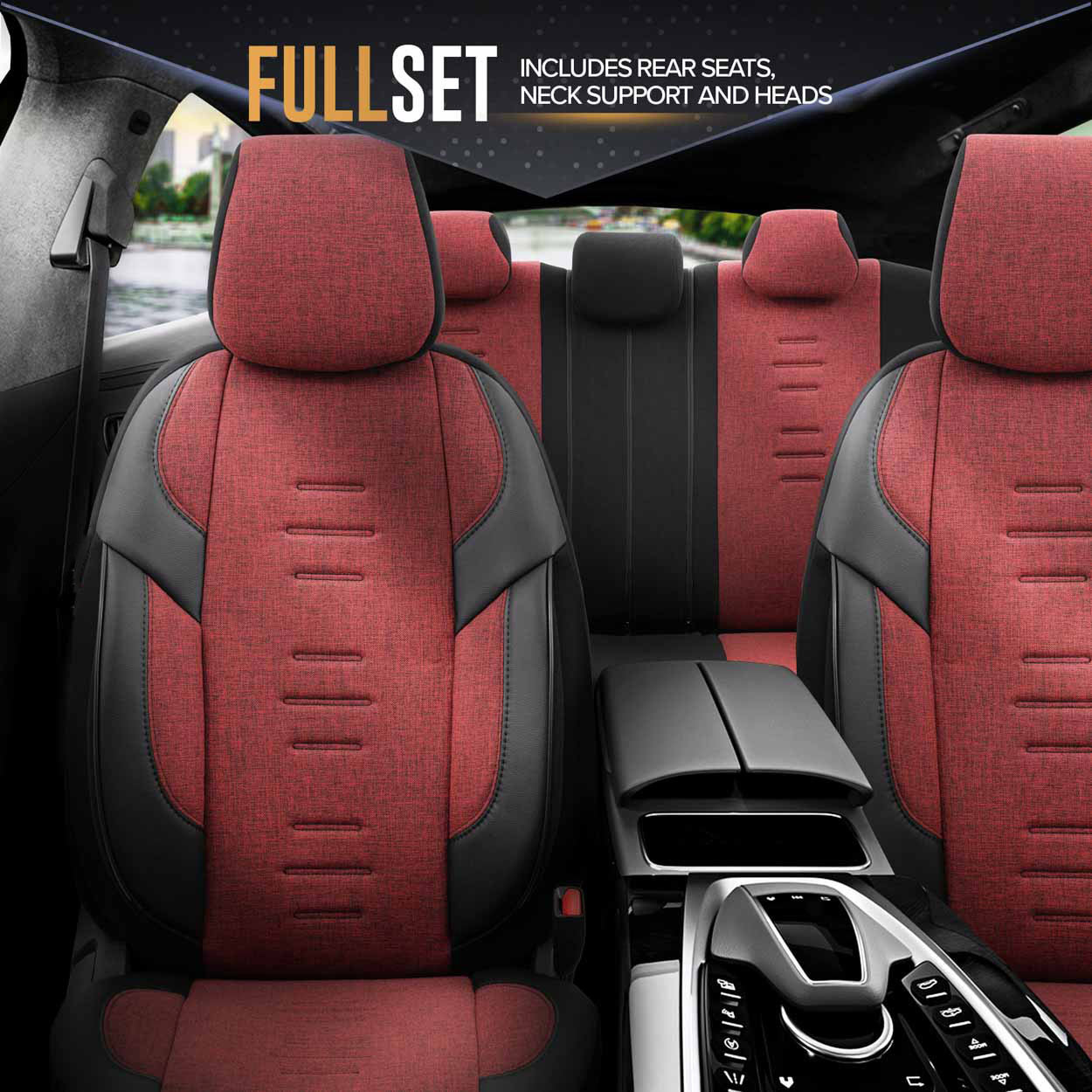 Amio - ΚΑΛΥΜΜΑΤΑ ΚΑΘΙΣΜΑΤΩΝ OTOM THRONE 103 RED ΜΑΥΡΟ/ΓΚΡΙ/ΚΟΚΚΙΝΟ ΛΙΝΟ & ΔΕΡΜΑΤΙΝΗ SET - 1 σετ. (OT86756/AM)