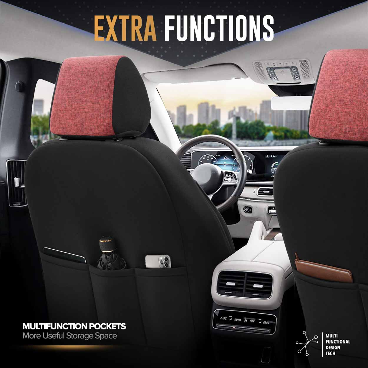 Amio - ΚΑΛΥΜΜΑΤΑ ΚΑΘΙΣΜΑΤΩΝ OTOM THRONE 103 RED ΜΑΥΡΟ/ΓΚΡΙ/ΚΟΚΚΙΝΟ ΛΙΝΟ & ΔΕΡΜΑΤΙΝΗ SET - 1 σετ. (OT86756/AM)