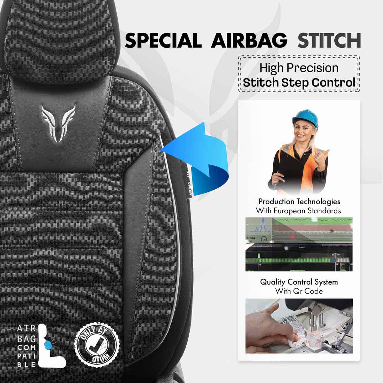 Amio - ΚΑΛΥΜΜΑΤΑ ΚΑΘΙΣΜΑΤΩΝ OTOM TORO 902 BLACK/SMOKED ΜΑΥΡΟ/ΓΚΡΙ ΥΦΑΝΤΟ ΥΦΑΣΜΑ SET - 1 σετ. (OT76893/AM)