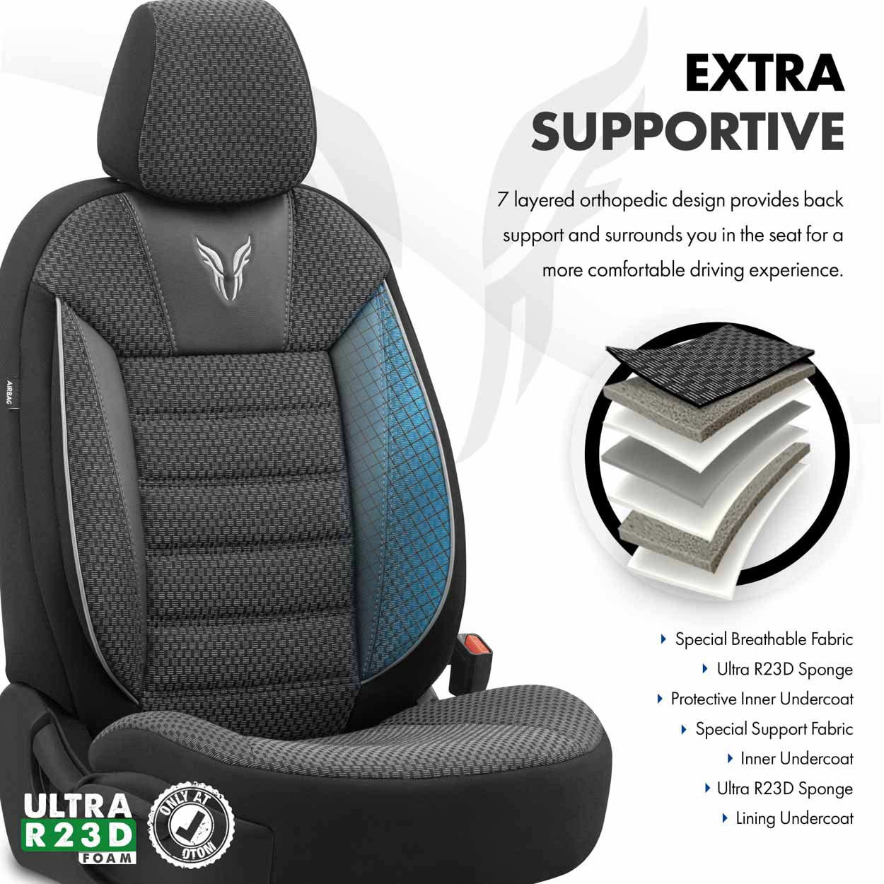 Amio - ΚΑΛΥΜΜΑΤΑ ΚΑΘΙΣΜΑΤΩΝ OTOM TORO 902 BLACK/SMOKED ΜΑΥΡΟ/ΓΚΡΙ ΥΦΑΝΤΟ ΥΦΑΣΜΑ SET - 1 σετ. (OT76893/AM)