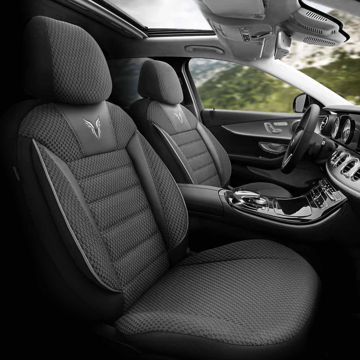 Amio - ΚΑΛΥΜΜΑΤΑ ΚΑΘΙΣΜΑΤΩΝ OTOM TORO 902 BLACK/SMOKED ΜΑΥΡΟ/ΓΚΡΙ ΥΦΑΝΤΟ ΥΦΑΣΜΑ SET - 1 σετ. (OT76893/AM)