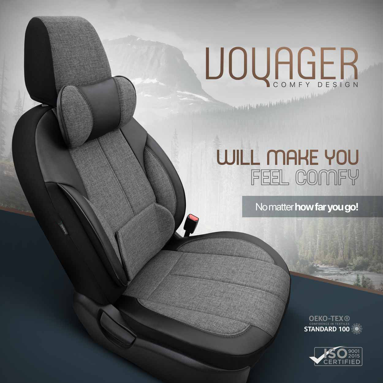 Amio - ΚΑΛΥΜΜΑΤΑ ΚΑΘΙΣΜΑΤΩΝ OTOM VOYAGER 102 SMOKED ΜΑΥΡΟ/ΓΚΡΙ ΛΙΝΟ & ΔΕΡΜΑΤΙΝΗ SET - 1 σετ. (OT86759/AM)