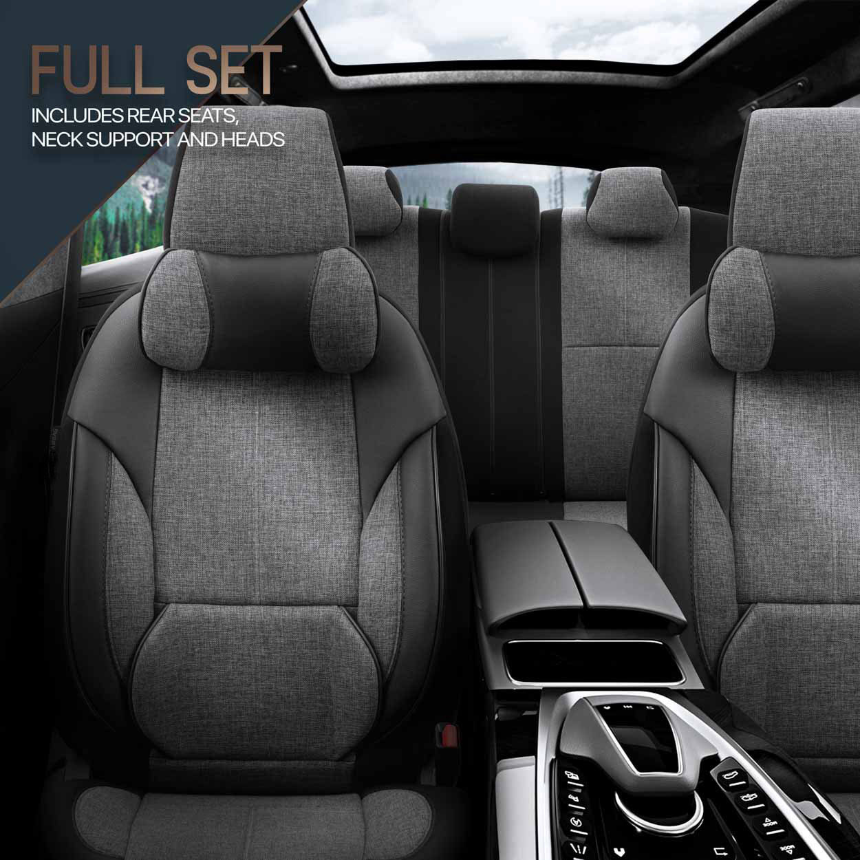 Amio - ΚΑΛΥΜΜΑΤΑ ΚΑΘΙΣΜΑΤΩΝ OTOM VOYAGER 102 SMOKED ΜΑΥΡΟ/ΓΚΡΙ ΛΙΝΟ & ΔΕΡΜΑΤΙΝΗ SET - 1 σετ. (OT86759/AM)