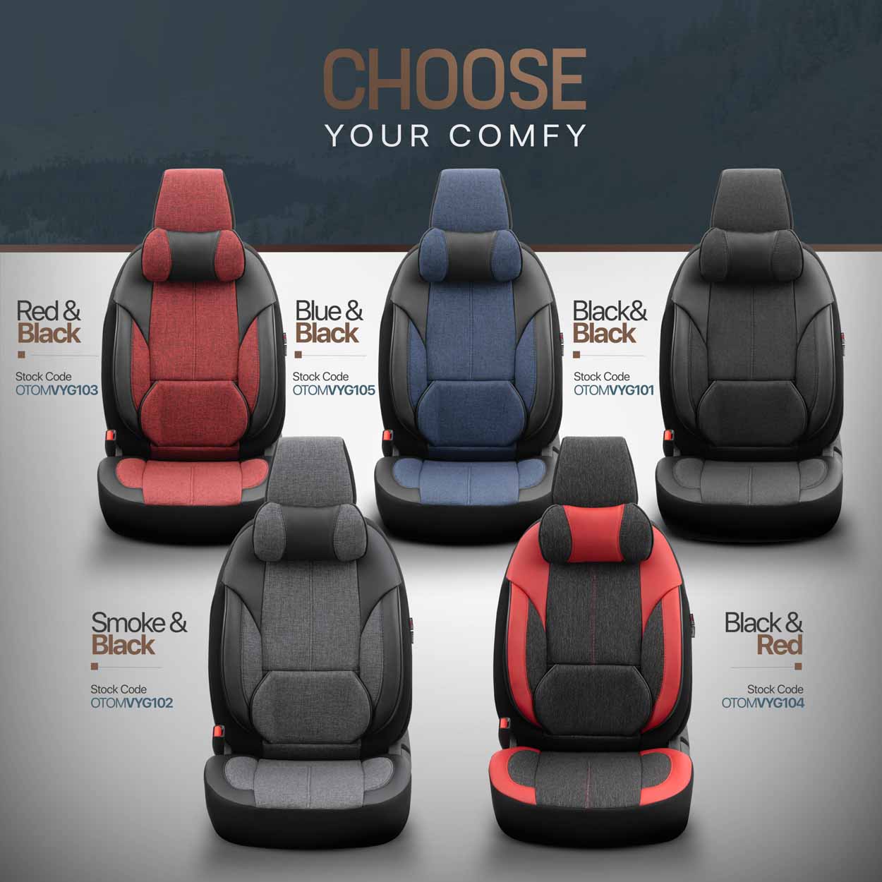 Amio - ΚΑΛΥΜΜΑΤΑ ΚΑΘΙΣΜΑΤΩΝ OTOM VOYAGER 102 SMOKED ΜΑΥΡΟ/ΓΚΡΙ ΛΙΝΟ & ΔΕΡΜΑΤΙΝΗ SET - 1 σετ. (OT86759/AM)