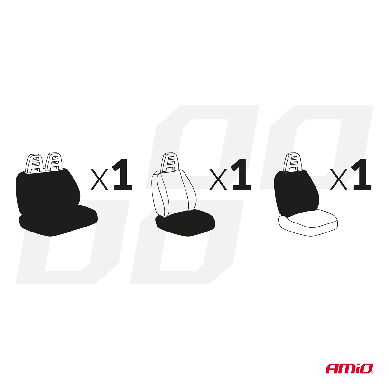 Amio - Καλύμματα Καθισμάτων τύπου SC-01 γκρι για Φορτηγά - 3 τεμ. (04601/AM)