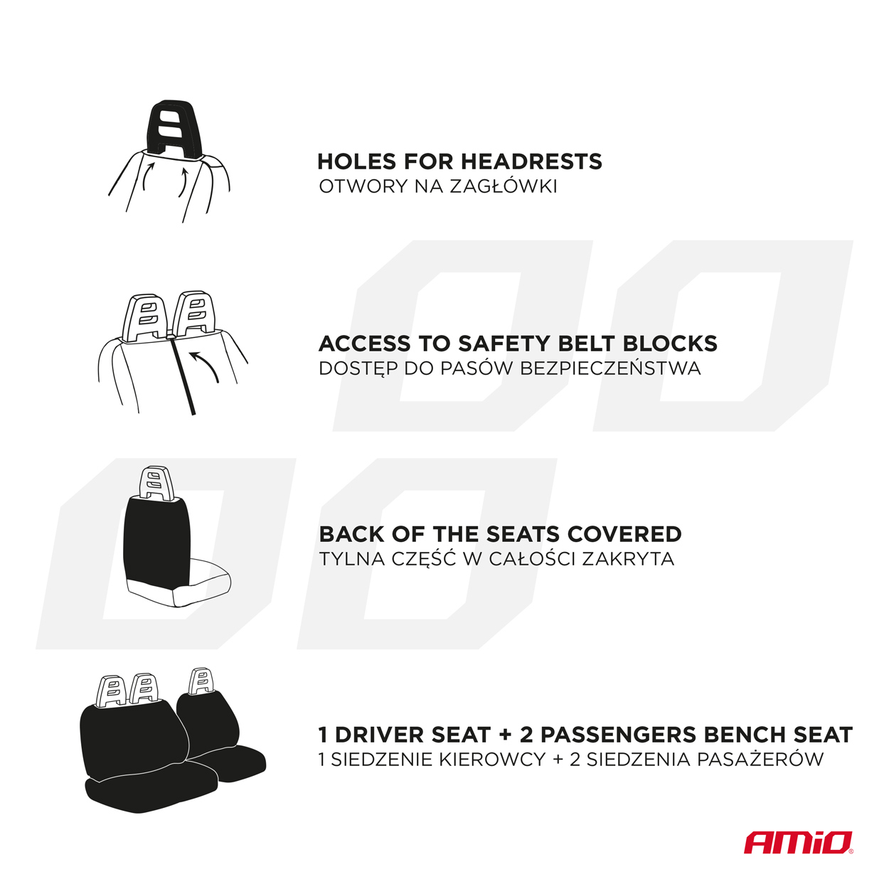 Amio - Καλύμματα Καθισμάτων τύπου SC-01 γκρι για Φορτηγά - 3 τεμ. (04601/AM)