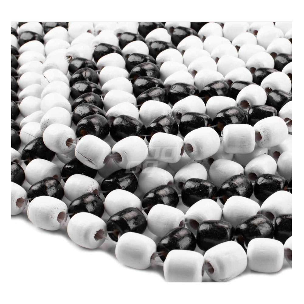 Amio - Πλατοκάθισμα με Ξύλινες Μπίλιες διάσταση 128 x 38cm υλικό Ξύλο χρώμα Λευκό/Μαύρο για Επιβατικά Αυτοκίνητα - 1 τεμ. (01124/AM)