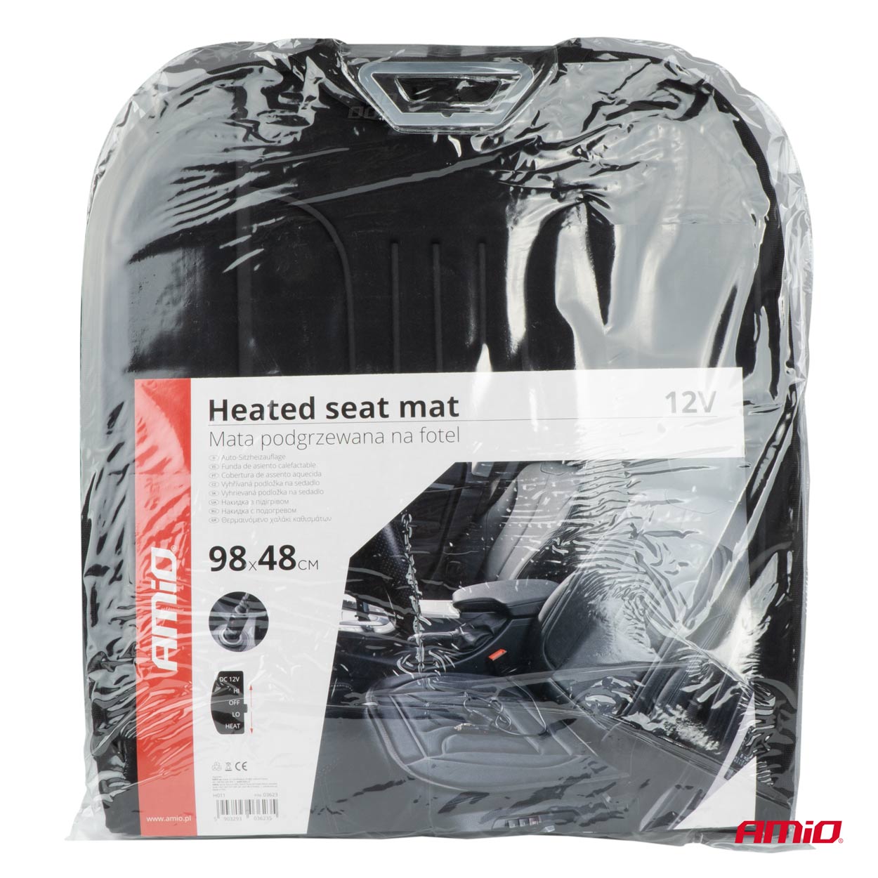 Amio - ΠΛΑΤΟΚΑΘΙΣΜΑ ΘΕΡΜΑΙΝΟΜΕΝΟ 12V 98x48cm ΑΦΡΩΔΕΣ ΥΛΙΚΟ ΚΑΙ ΥΦΑΣΜΑ ΜΑΥΡΟ - 1 τεμ. (03623/AM)