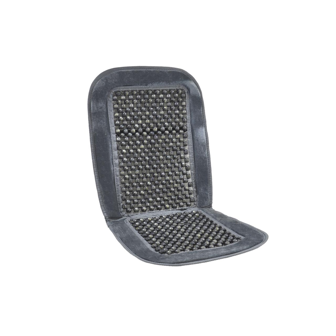 Amio - Πλατοκάθισμα Τύπου Csm-01 Με Ξύλινη Μπίλια Και Σουέτ διάσταση 90x44cm υλικό Ξύλο Και Ύφασμα χρώμα Γκρι για Επιβατικά Αυτοκίνητα - 1 τεμ. (01385/AM)