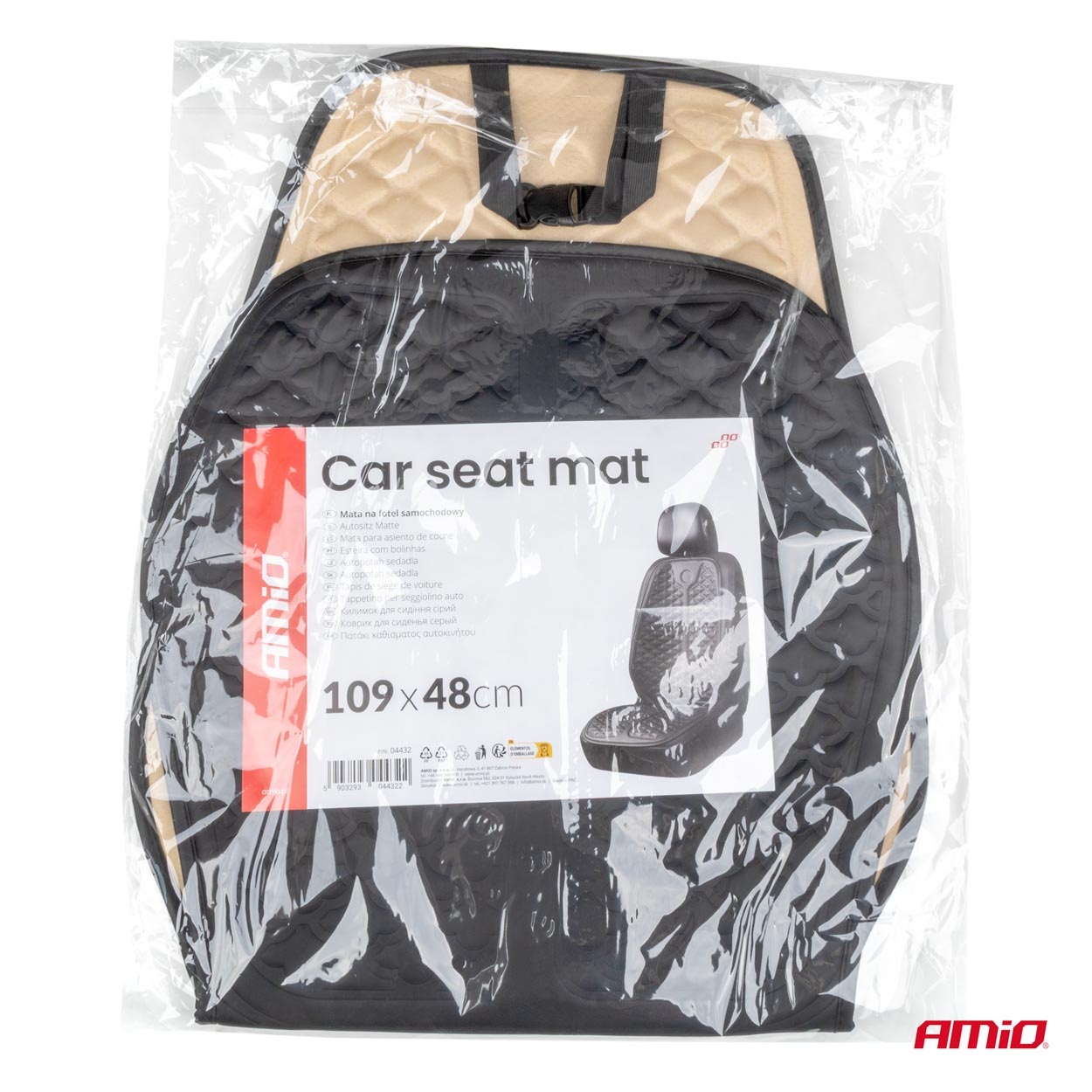 Amio – Προστατευτικό Κάλυμμα Καθίσματος Αυτοκινήτου 48×109cm Μαύρο – Universal CSM-19 - 1 Τεμ. (04432/AM)