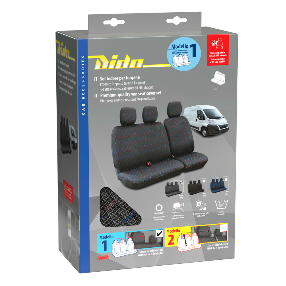 Καλύμματα Καθισμάτων Dido-1, χωρίς επανατυλικτήρα ζώνης - Γκρι