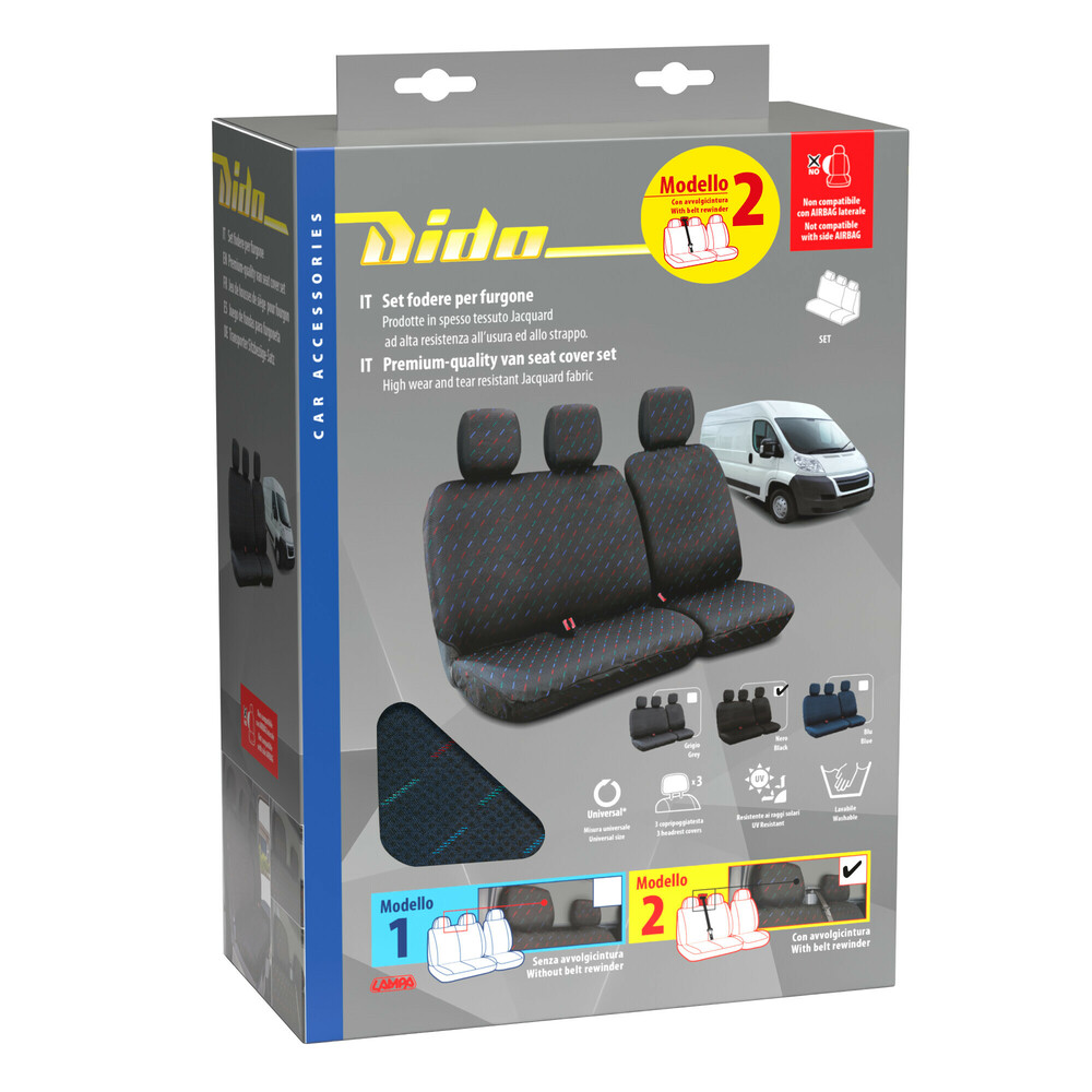 Καλύμματα Καθισμάτων Dido-2, με επανατυλικτήρα ζώνης - Μπλε