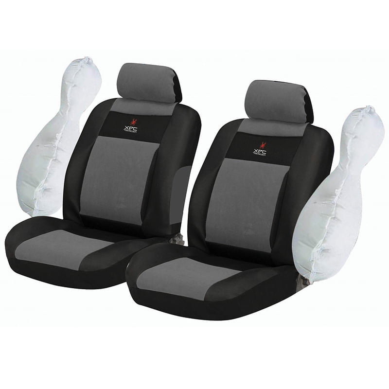 Καλύμματα Μπροστινά ΣΕΤ Universal με Αποσπώμενο Κεφαλάρι (Ύφασμα) XDC 2 τμχ Συμβατό με Αερόσακους - ΜΑΥΡΟ/ΓΚΡΙ