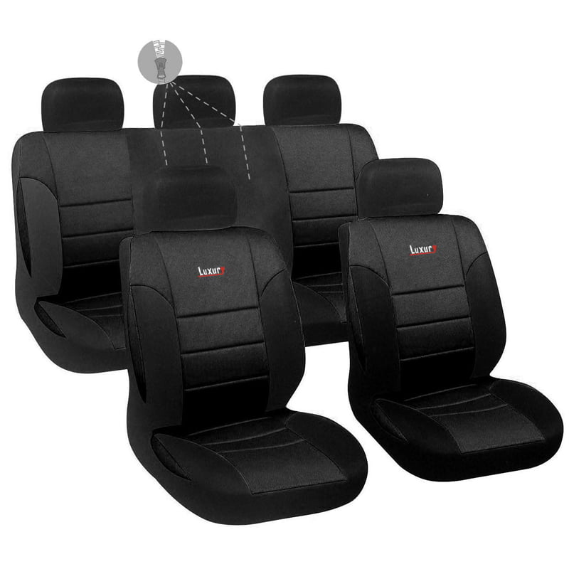 Καλύμματα ΣΕΤ Universal με Αποσπώμενο Κεφαλάρι (PU) LUXURY 9 τμχ Διαιρούμενα - ΜΑΥΡΟ