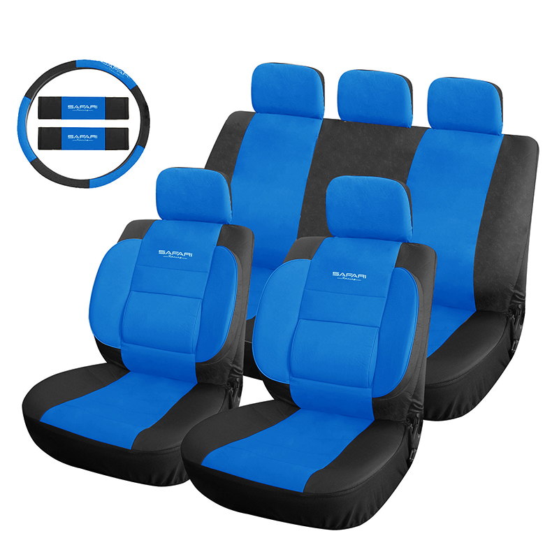 Καλύμματα ΣΕΤ Universal με Αποσπώμενο Κεφαλάρι (PU) SAFARI 12 τμχ + Καλύμματα Ζωνών και Τιμονιού - ΜΑΥΡΟ/ΜΠΛΕ