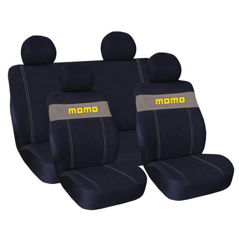 Καλύμματα ΣΕΤ Universal με Αποσπώμενο Κεφαλάρι (Ύφασμα) MOMO-002 8 τμχ - ΜΑΥΡΟ/ΓΚΡΙ