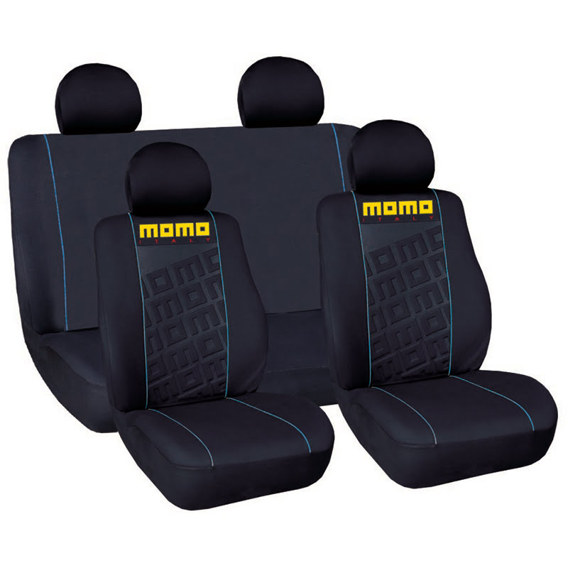 Καλύμματα ΣΕΤ Universal με Αποσπώμενο Κεφαλάρι (Ύφασμα) MOMO-008 8 τμχ - ΜΑΥΡΟ/ΜΠΛΕ