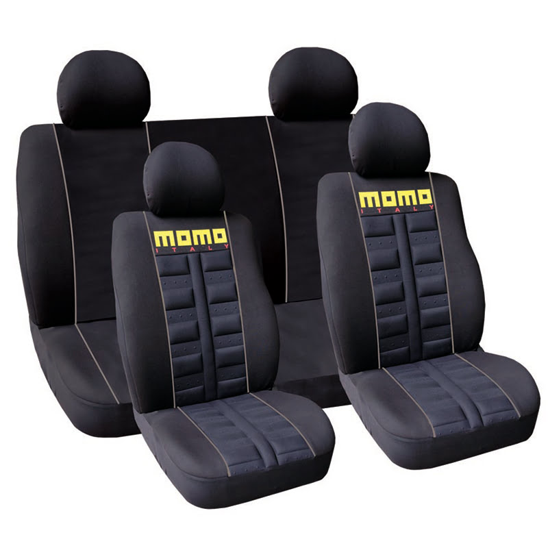 Καλύμματα ΣΕΤ Universal με Αποσπώμενο Κεφαλάρι (Ύφασμα) MOMO-009 8 τμχ - ΜΑΥΡΟ/ΓΚΡΙ