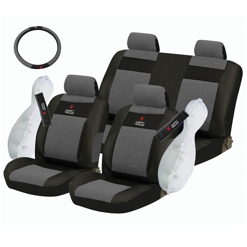 Καλύμματα ΣΕΤ Universal με Αποσπώμενο Κεφαλάρι (Ύφασμα) XDC 11 τμχ με Μαξιλάρι Μέσης + Καλύμματα Ζωνών και Τιμονιού Συμβατό με Α - ΜΑΥΡΟ/ΓΚΡΙ