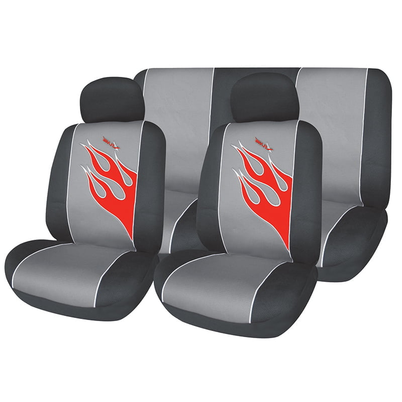 Καλύμματα ΣΕΤ Universal με Αποσπώμενο Κεφαλάρι (Ύφασμα) XFLAME 6 τμχ - ΜΑΥΡΟ/ΓΚΡΙ