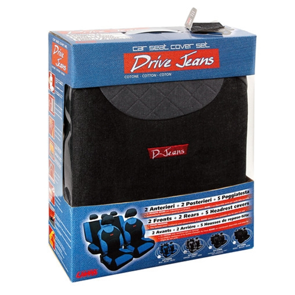 Lampa - ΚΑΛΥΜΜΑΤΑ ΚΑΘΙΣΜΑΤΩΝ "DRIVE-JEANS" ΣΕΤ - ΓΚΡΙ - 9 τεμ. (L5480.7)