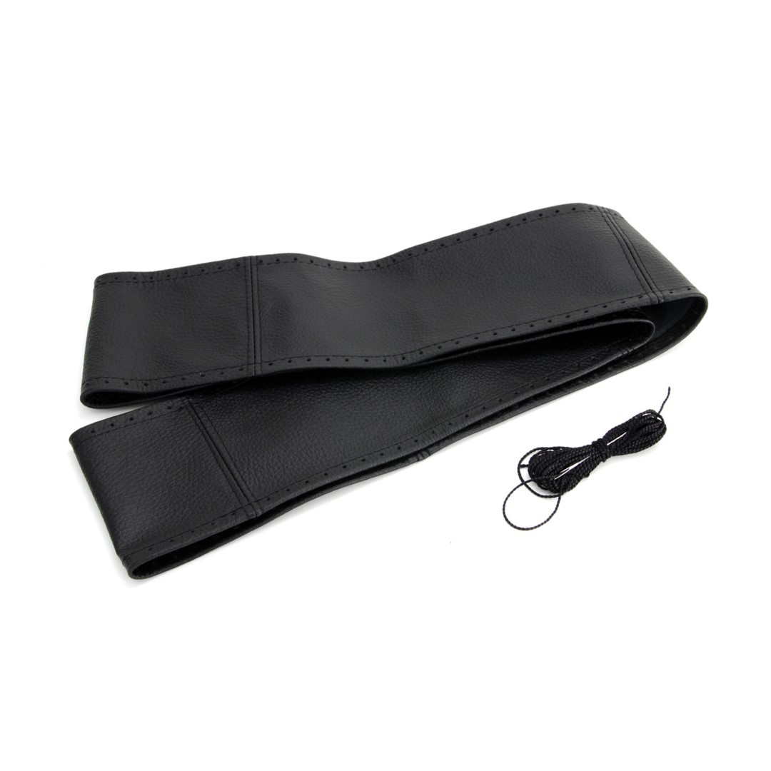 Κάλυμμα Τιμονιού AMiO Δερμάτινο Ραφτό 37cm - 39cm (92mm / Μαύρο)