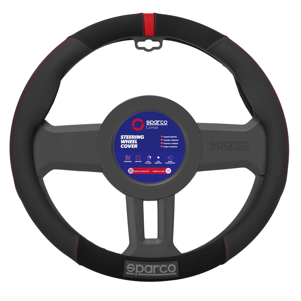 Κάλυμμα Τιμονιού SPARCO Suede (Κόκκινο)
