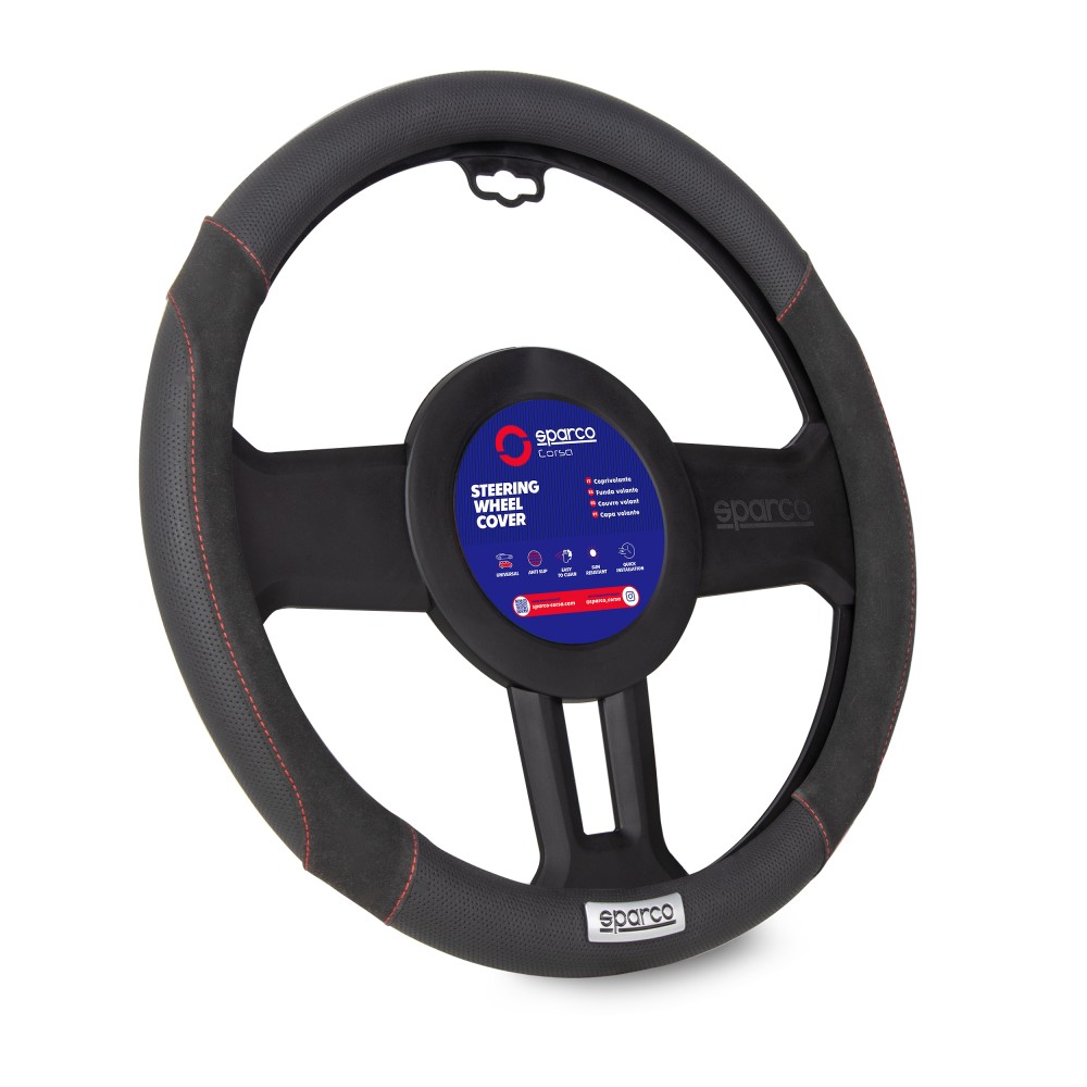 Κάλυμμα Τιμονιού SPARCO Suede Με Κόκκινη Ραφή