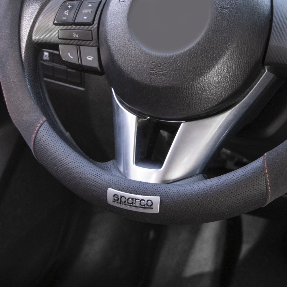 Κάλυμμα Τιμονιού SPARCO Suede Με Κόκκινη Ραφή