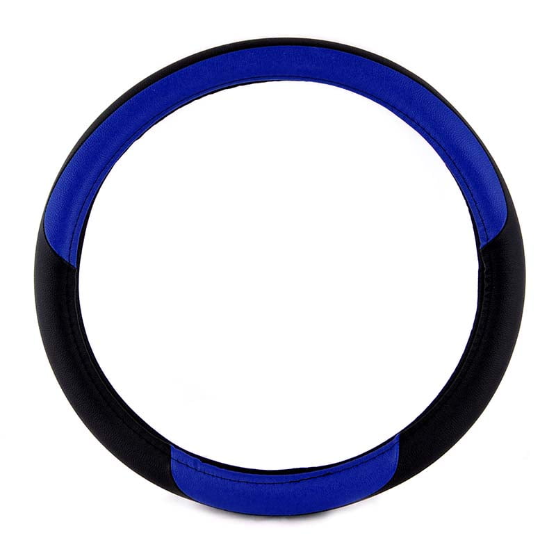 Κάλυμμα Τιμονιού SWC Γνήσιο Δέρμα 36cm (Μαύρο - Μπλε)