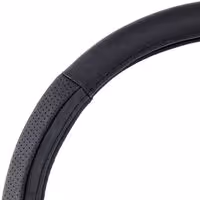 Κάλυμμα Τιμονιού SWC Γνήσιο Δέρμα 38cm (Μαύρο / Λαβές)