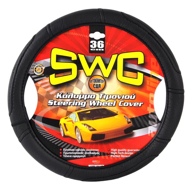 Κάλυμμα Τιμονιού SWC Δερματίνη 36cm (Μαύρο)