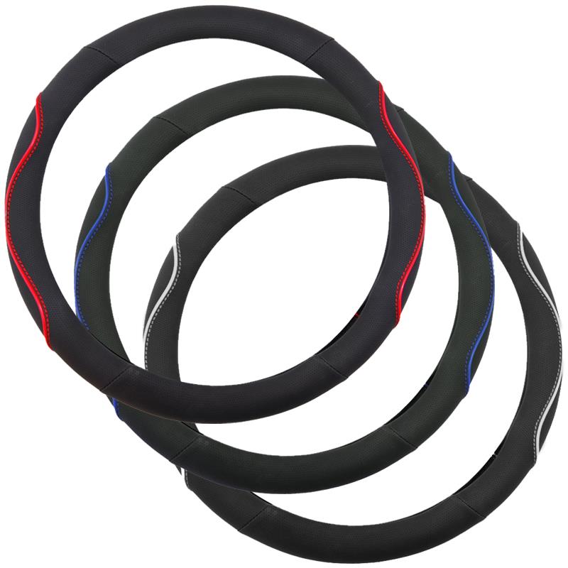 Κάλυμμα Τιμονιού WAVY Δερματίνη 38cm (Μαύρο - Γκρι)