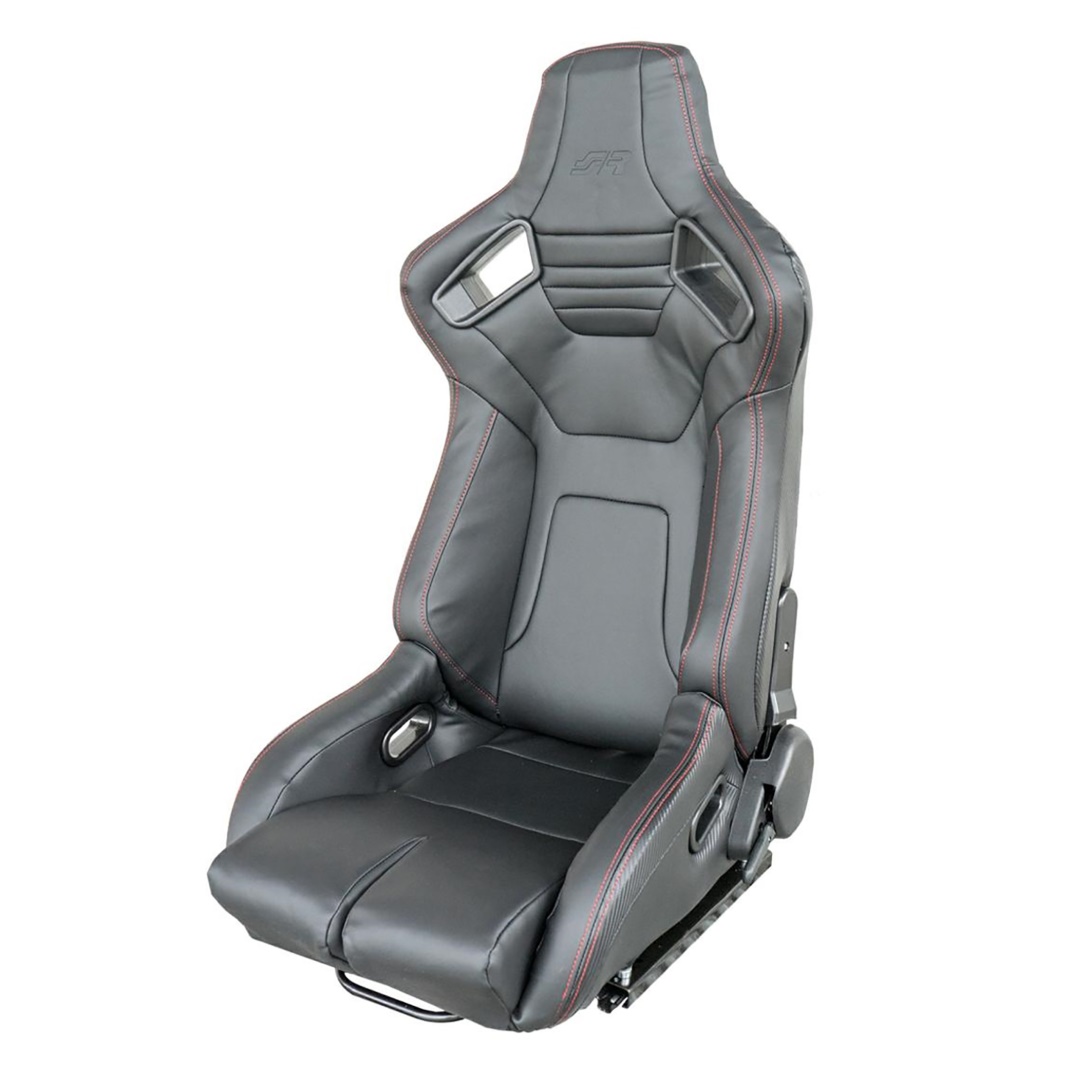 Ανακλινόμενο Κάθισμα Simoni Racing Emerson (Μαύρο - Carbon Δέρμα Με Κόκκινη Ραφή)