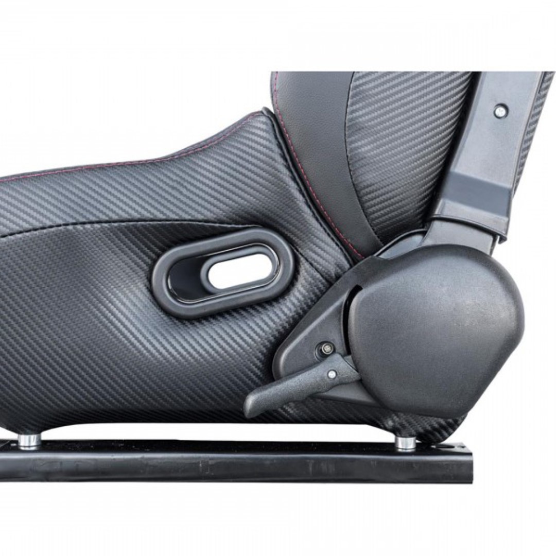 Ανακλινόμενο Κάθισμα Simoni Racing Emerson (Μαύρο - Carbon Δέρμα Με Κόκκινη Ραφή)