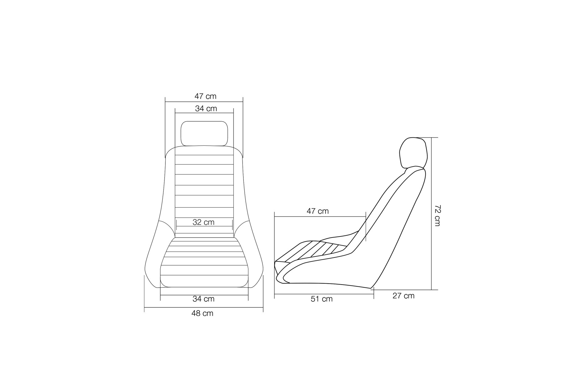 Κάθισμα Simoni Racing Universal Με Σταθερή Πλάτη (Μαύρο)
