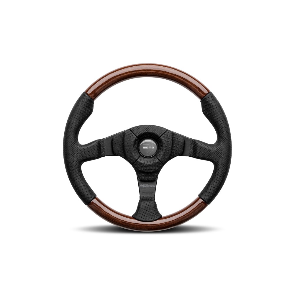 Τιμόνι Dark Fighter ξύλο μαύρο δέρμα 35cm 1τμχ Momo