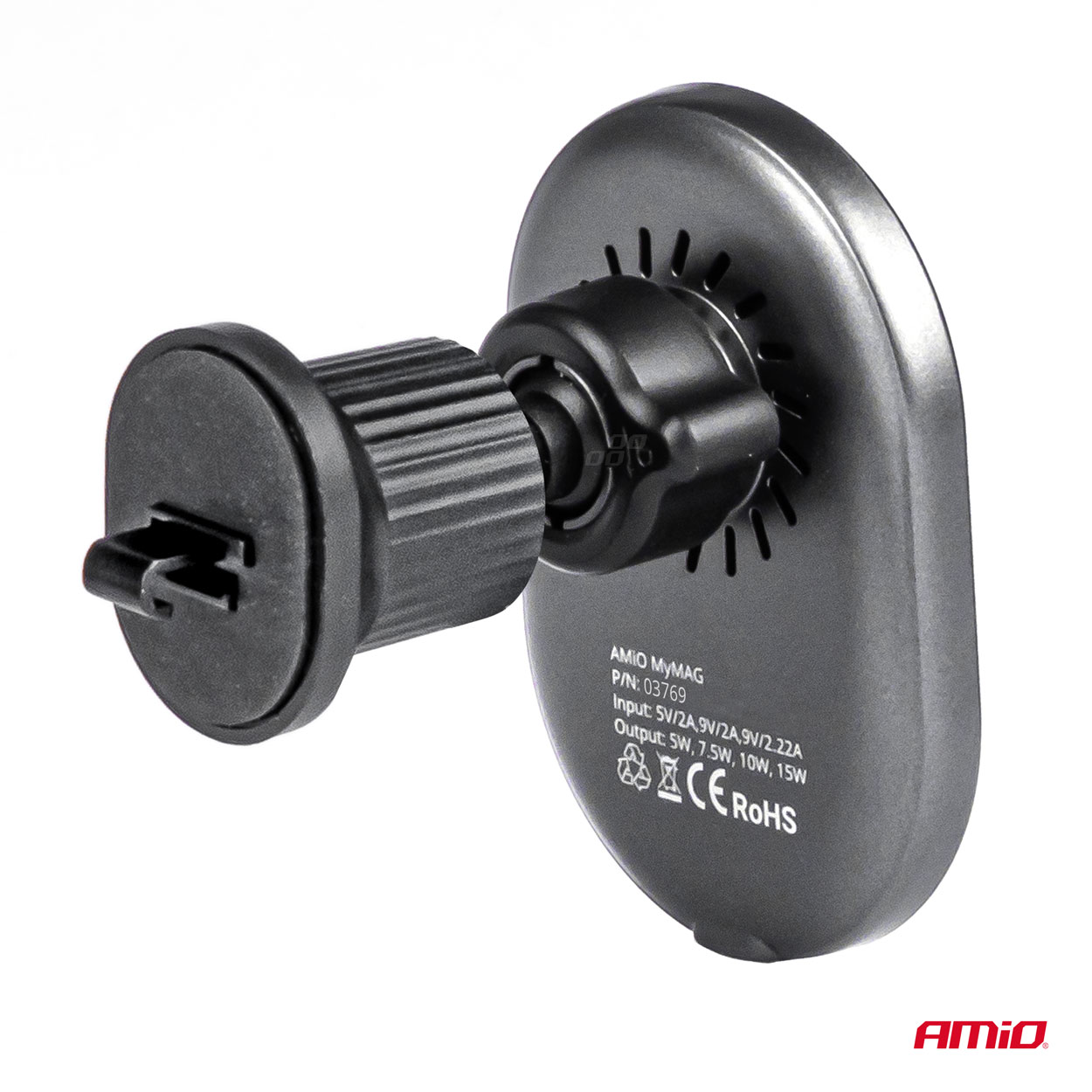 Amio - ΒΑΣΗ ΣΤΗΡΙΞΗΣ ΚΙΝΗΤΟΥ ΓΙΑ ΑΕΡΑΓΩΓΟ ΜΑΓΝΗΤΙΚΗ ΜΕ ΑΣΥΡΜΑΤΗ ΦΟΡΤΙΣΗ QUICK CHARGE 2A MAX15W MY MAG - 1 Τεμ. (03769/AM)