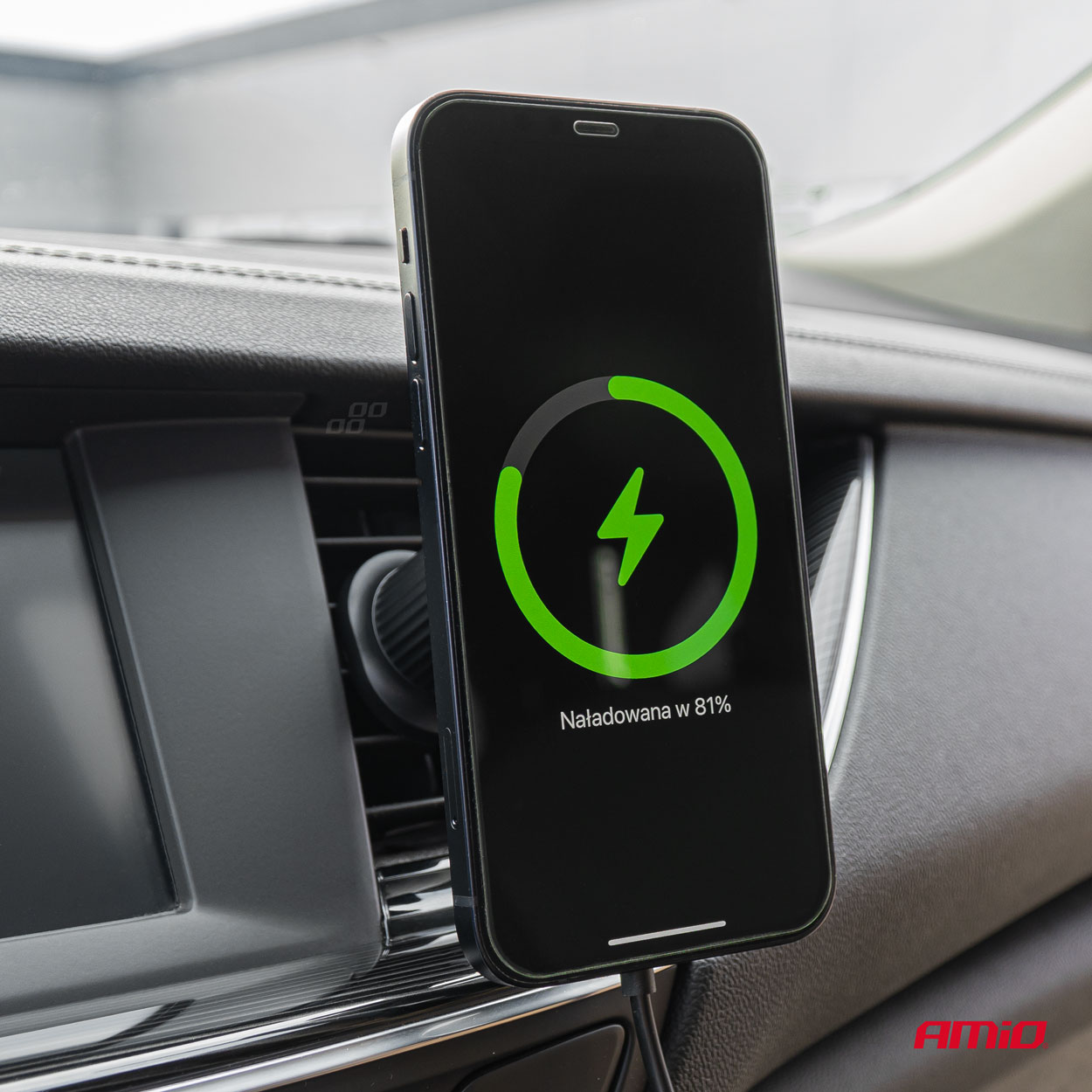 Amio - ΒΑΣΗ ΣΤΗΡΙΞΗΣ ΚΙΝΗΤΟΥ ΓΙΑ ΑΕΡΑΓΩΓΟ ΜΑΓΝΗΤΙΚΗ ΜΕ ΑΣΥΡΜΑΤΗ ΦΟΡΤΙΣΗ QUICK CHARGE 2A MAX15W MY MAG - 1 Τεμ. (03769/AM)