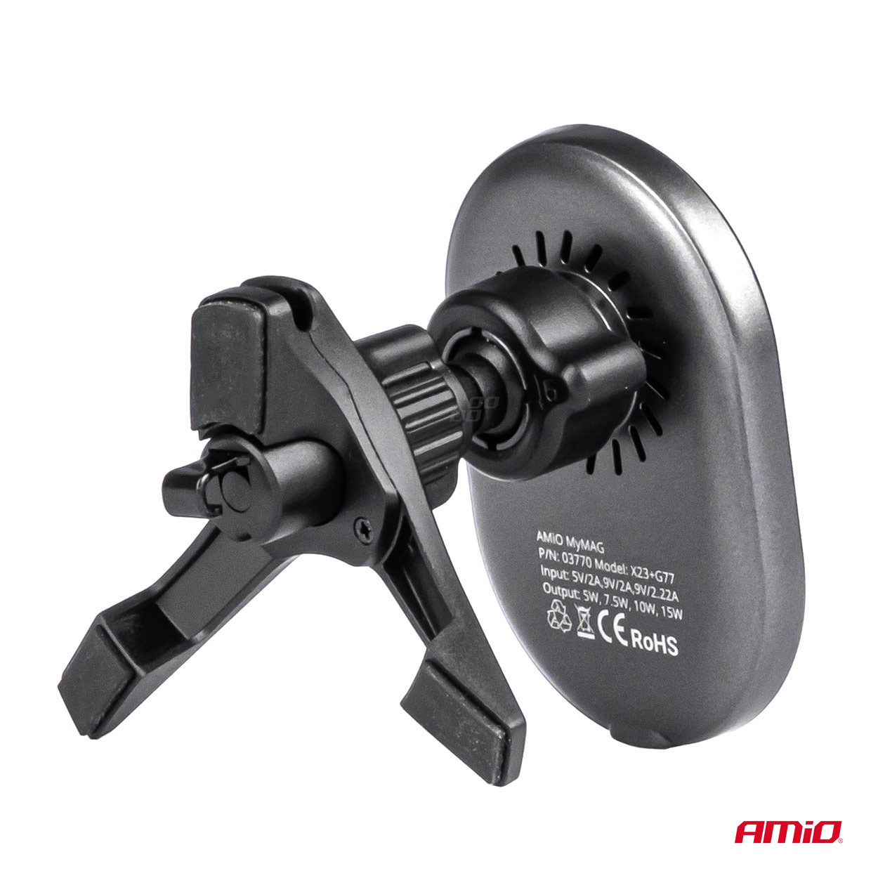 Amio - ΒΑΣΗ ΣΤΗΡΙΞΗΣ ΚΙΝΗΤΟΥ ΓΙΑ ΑΕΡΑΓΩΓΟ ΜΑΓΝΗΤΙΚΗ ΜΕ ΑΣΥΡΜΑΤΗ ΦΟΡΤΙΣΗ QUICK CHARGE 2A MAX15W MY MAG - 1 Τεμ. (03770/AM)