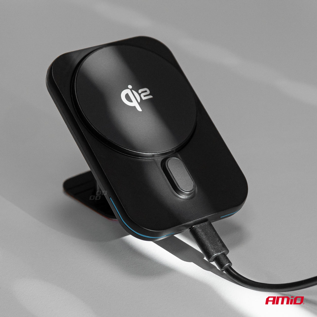 Amio - ΒΑΣΗ ΣΤΗΡΙΞΗΣ ΚΙΝΗΤΟΥ ΓΙΑ ΑΕΡΑΓΩΓΟ ΜΑΓΝΗΤΙΚΗ ΜΕ ΑΣΥΡΜΑΤΗ ΦΟΡΤΙΣΗ QUICK CHARGE QI2 15W 360° - 1 Τεμ. (04180/AM)